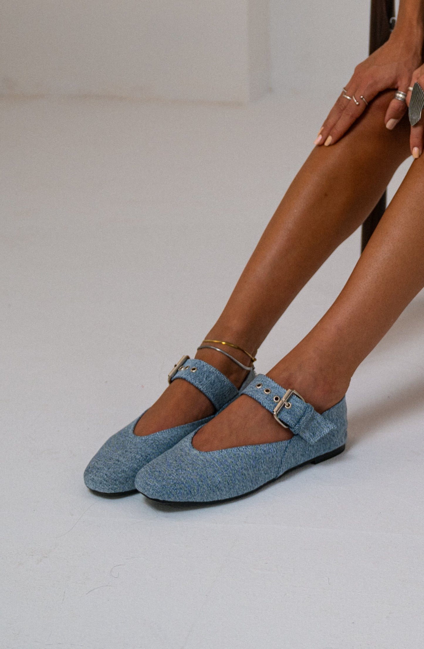 Skye Light Denim Ballerinas