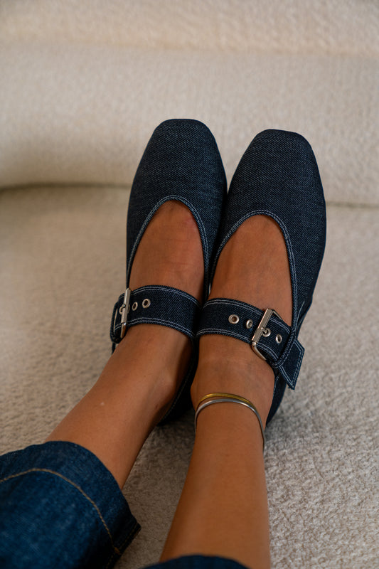 Skye Dark Denim Ballerinas