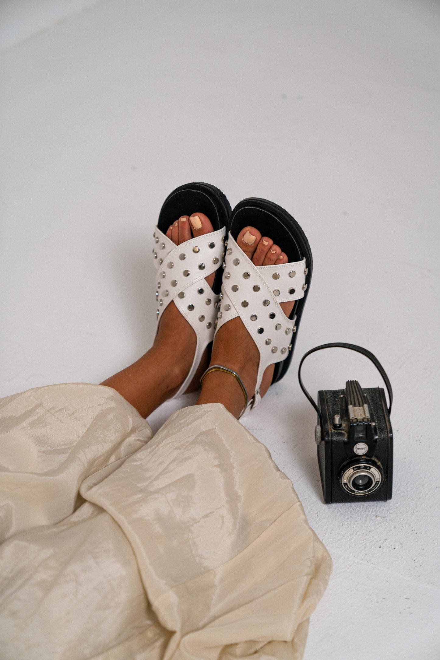 Trixie Cross Sandals White