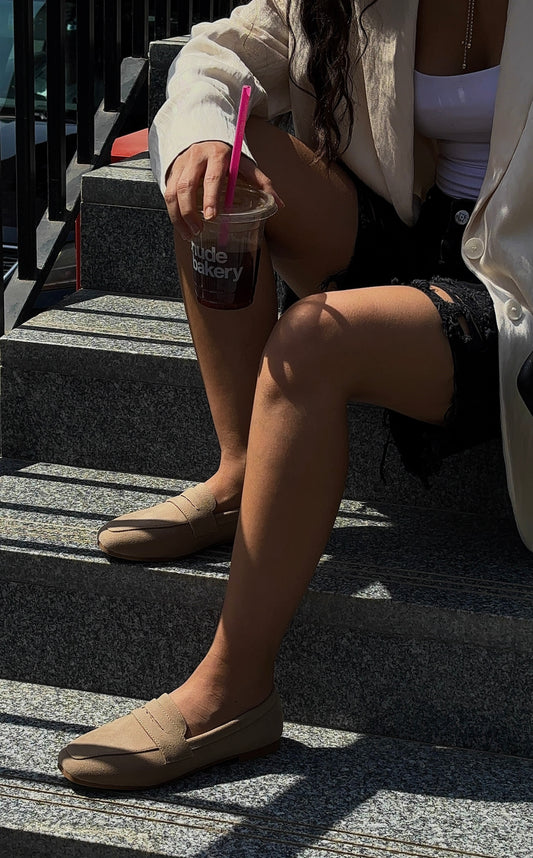 Zane Suede Loafers in Beige