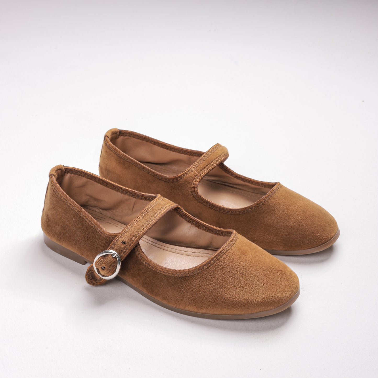 Alba Velvet Ballerinas Camel