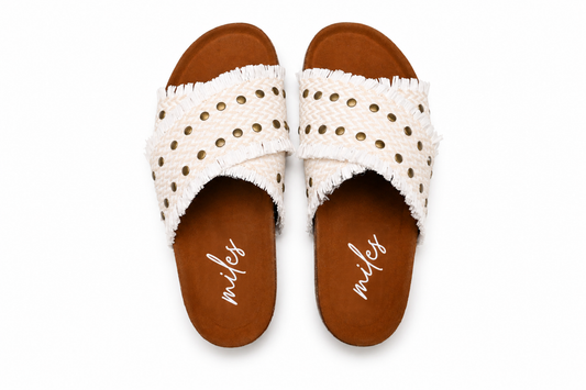 Payge Cross Sandals / White Raffia