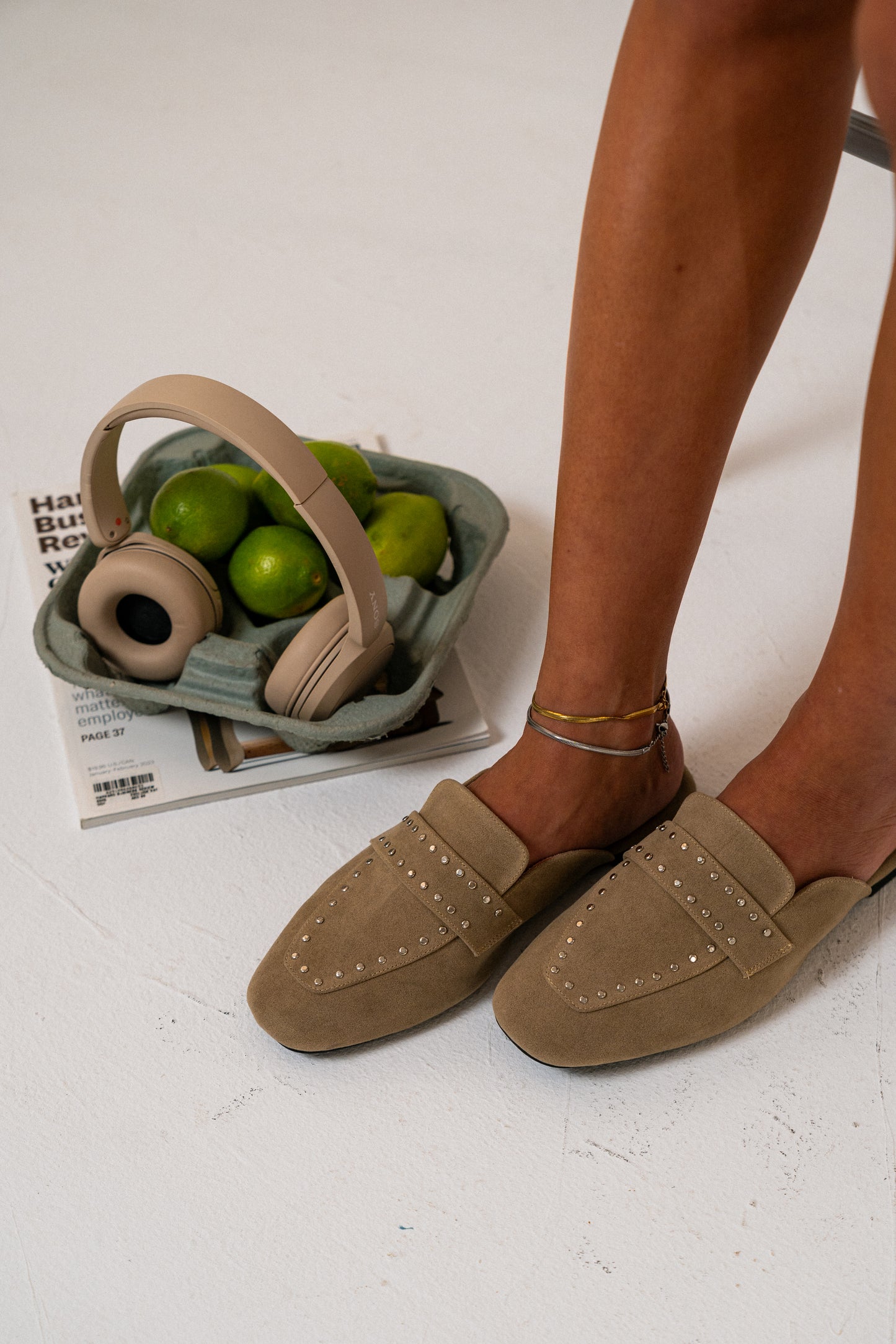 Cleo Mules Beige