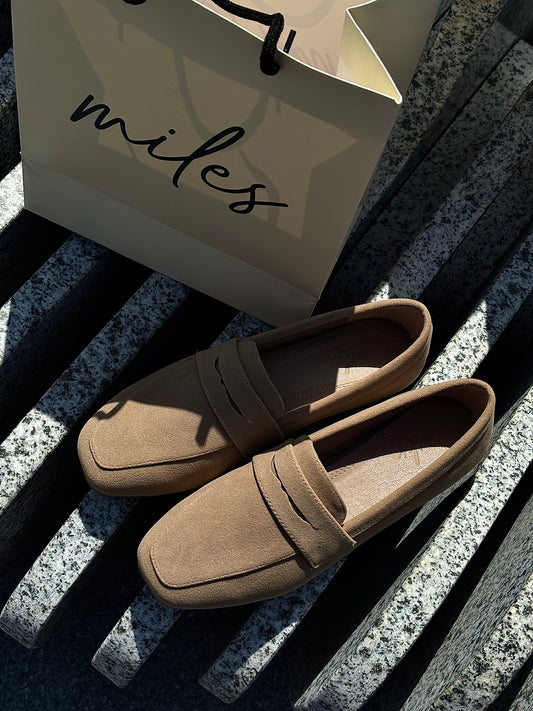 Zane Suede Loafers in Beige