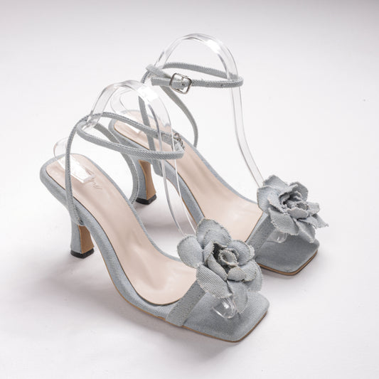 BLOSSOM DENIM HEEL SANDAL
