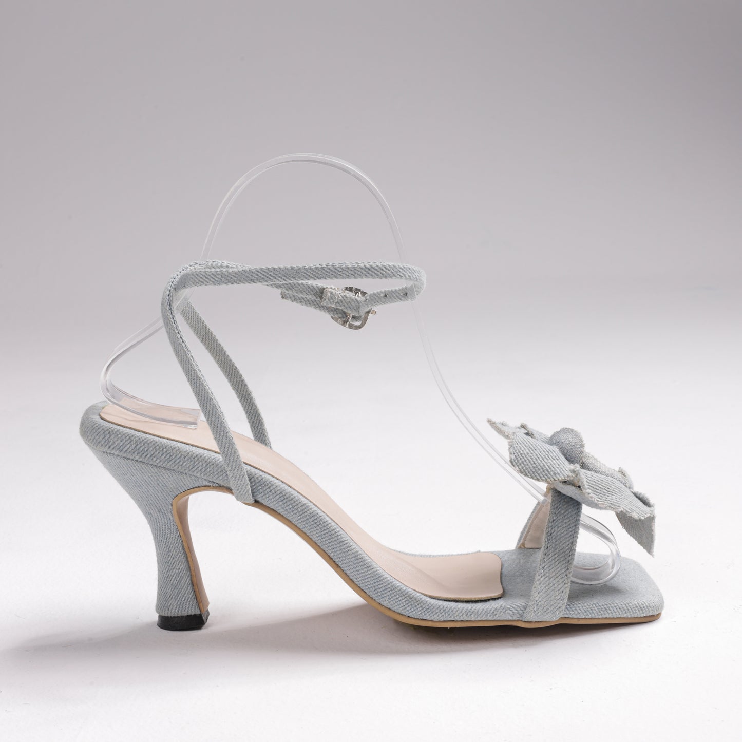 BLOSSOM DENIM HEEL SANDALS