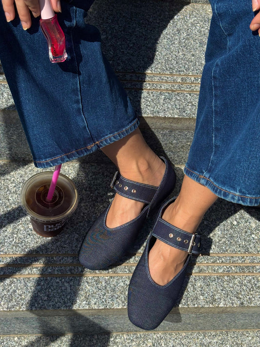 Skye Dark Denim Ballerinas